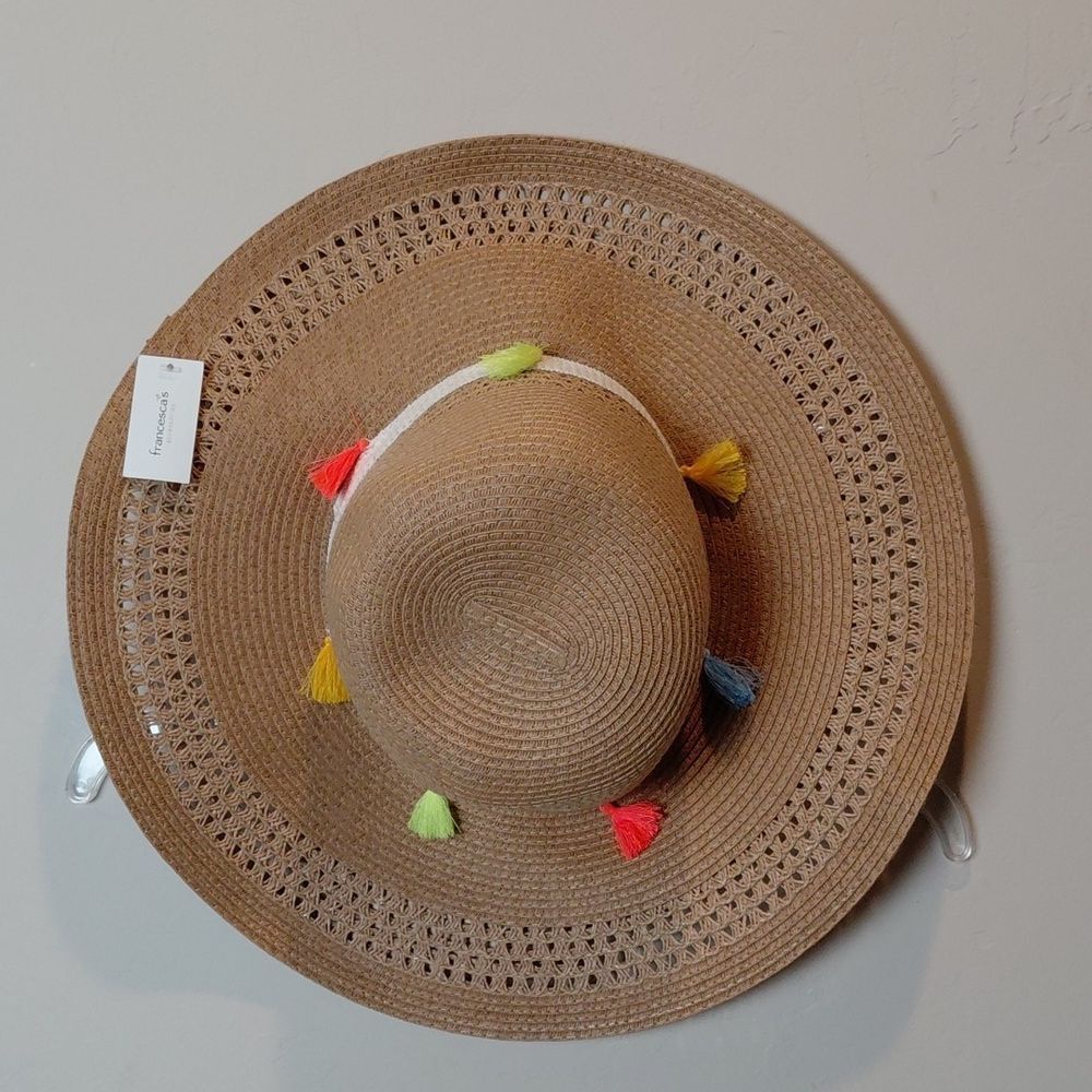 Tassel straw floppy beach hat